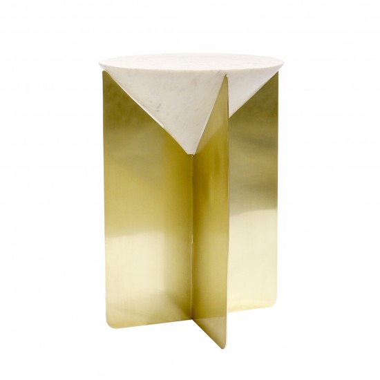 Pasargad Home Serena Marble & Stainless Steel Side Table