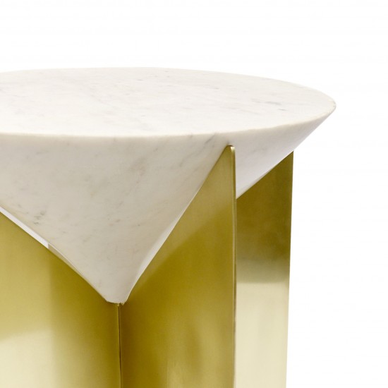 Pasargad Home Serena Marble & Stainless Steel Side Table