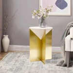 Pasargad Home Serena Marble & Stainless Steel Side Table