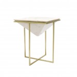 Pasargad Home Perama Marble & Stainless Steel Side Table