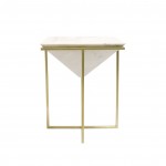 Pasargad Home Perama Marble & Stainless Steel Side Table