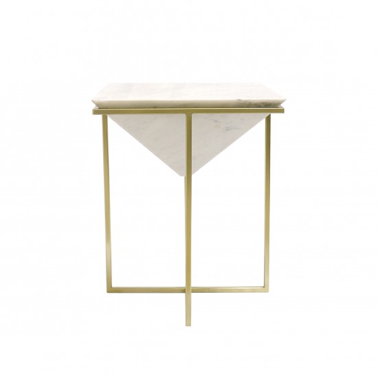 Pasargad Home Perama Marble & Stainless Steel Side Table