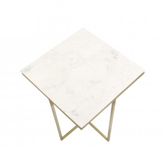 Pasargad Home Perama Marble & Stainless Steel Side Table