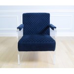 Pasargad Home Tribecca Collection Acrylic & Velvet Accentchair, Navy