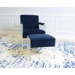 Pasargad Home Tribecca Collection Acrylic & Velvet Accentchair, Navy