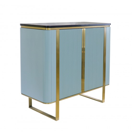Pasargad Home Mayfair Modern Cabinet, 2 Door Wood Finish with Gold Metal Frame