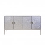 Pasargad Home Luna Sideboard, 4 Doors with 2 Chrome Polished Metal Handle