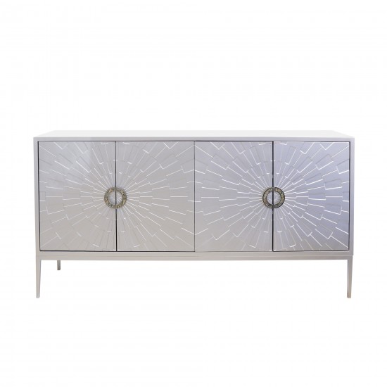 Pasargad Home Luna Sideboard, 4 Doors with 2 Chrome Polished Metal Handle