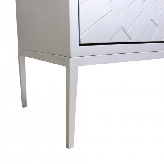 Pasargad Home Luna Sideboard, 4 Doors with 2 Chrome Polished Metal Handle