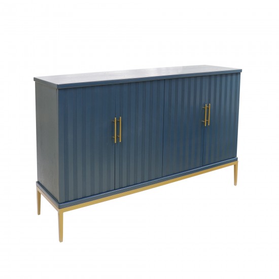 Edgar Teal Sideboard, 4 Doors, Adjustable Shelf with Gold Polished Metal Frame
