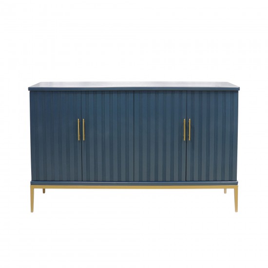 Edgar Teal Sideboard, 4 Doors, Adjustable Shelf with Gold Polished Metal Frame