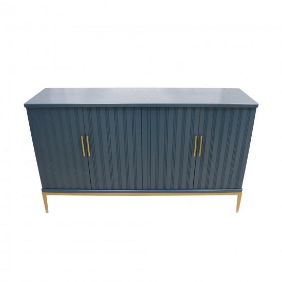 Edgar Teal Sideboard, 4 Doors, Adjustable Shelf with Gold Polished Metal Frame