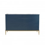 Edgar Teal Sideboard, 4 Doors, Adjustable Shelf with Gold Polished Metal Frame