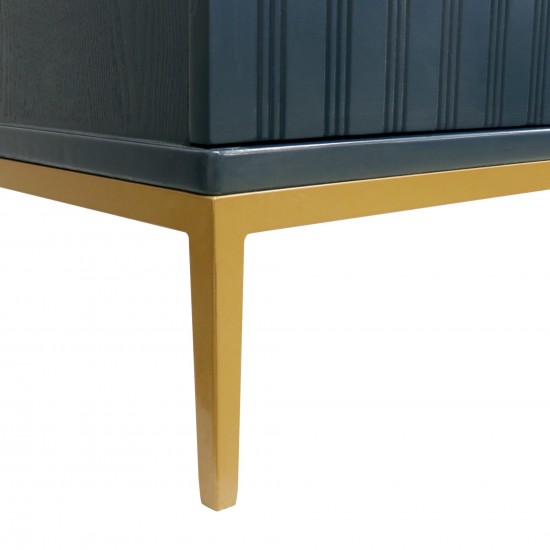 Edgar Teal Sideboard, 4 Doors, Adjustable Shelf with Gold Polished Metal Frame