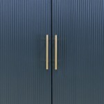 Pasargad Home Amelia Teal Cabinet, 2 Doors & Gold Polished Metal Frame