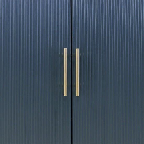 Pasargad Home Amelia Teal Cabinet, 2 Doors & Gold Polished Metal Frame