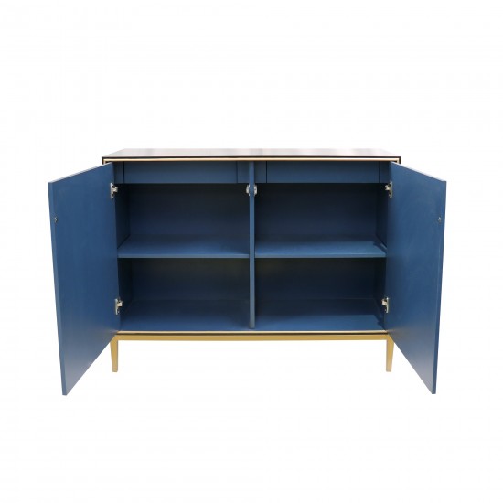 Twilight Black Cabinet, 2 Nature Print Doors with Bronze Metal Frame