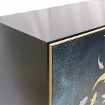Twilight Black Cabinet, 2 Nature Print Doors with Bronze Metal Frame