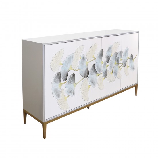 Annabelle Sideboard with 4 Floral Doors, 2 Drawers & Bronze Metal Frame