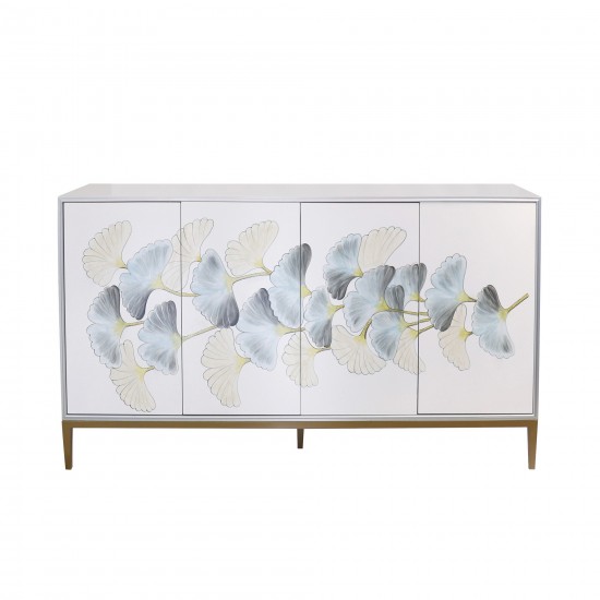 Annabelle Sideboard with 4 Floral Doors, 2 Drawers & Bronze Metal Frame