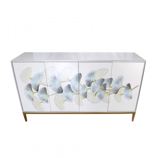 Annabelle Sideboard with 4 Floral Doors, 2 Drawers & Bronze Metal Frame