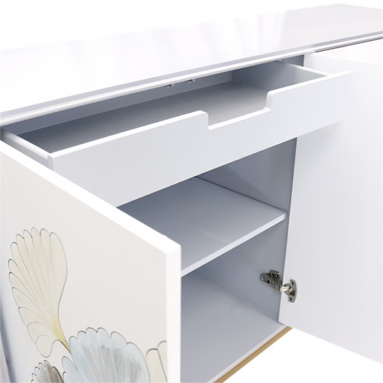 Annabelle Sideboard with 4 Floral Doors, 2 Drawers & Bronze Metal Frame