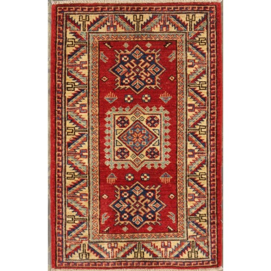 Pasargad Home Kazak Collection Hand-Knotted Lamb's Wool Area Rug- 2' 0" X 2'11"