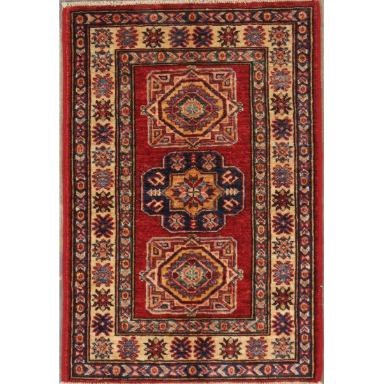 Pasargad Home Kazak Collection Hand-Knotted Lamb's Wool Area Rug- 2' 0" X 2'10"