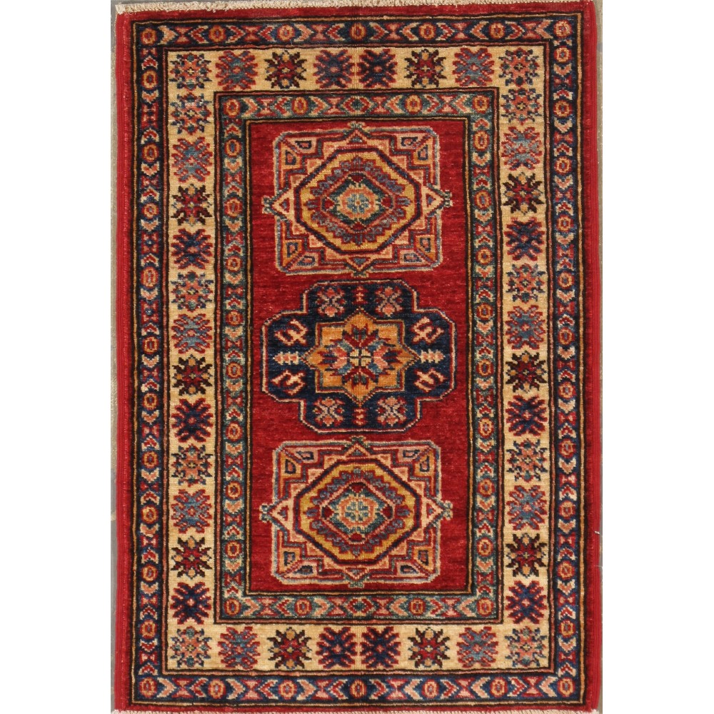 Pasargad Home Kazak Collection Hand-Knotted Lamb's Wool Area Rug- 2' 0" X 2'10"