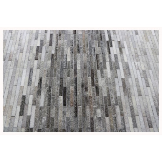 Pasargad Home Galaxy Hand-Loomed Silver Cowhide Area Rug- 5' 0" X 8' 0"