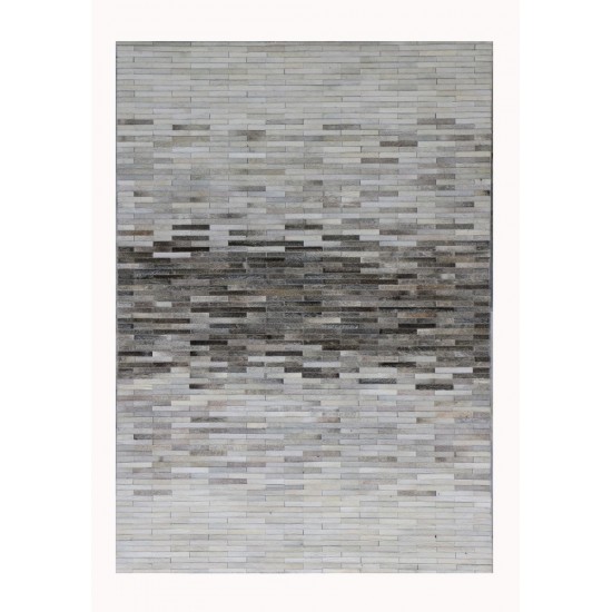 Pasargad Home Galaxy Hand-Loomed Silver Cowhide Area Rug- 5' 0" X 8' 0"