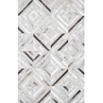 Pasargad Home Geometric Silver Cowhide Rug- 6' 0" X 9' 0"