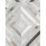 Pasargad Home Geometric Silver Cowhide Rug- 6' 0" X 9' 0"