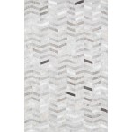 Pasargad Home Chevron Silver Cowhide Rug- 6' 0" X 9' 0"