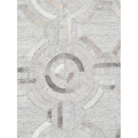 Pasargad Home Geometric Ivory Cowhide Rug- 6' 0" X 9' 0" PTX-3137 6x9