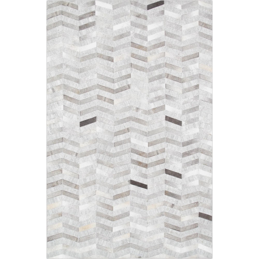 Pasargad Home Chevron Silver Cowhide Rug- 8X10