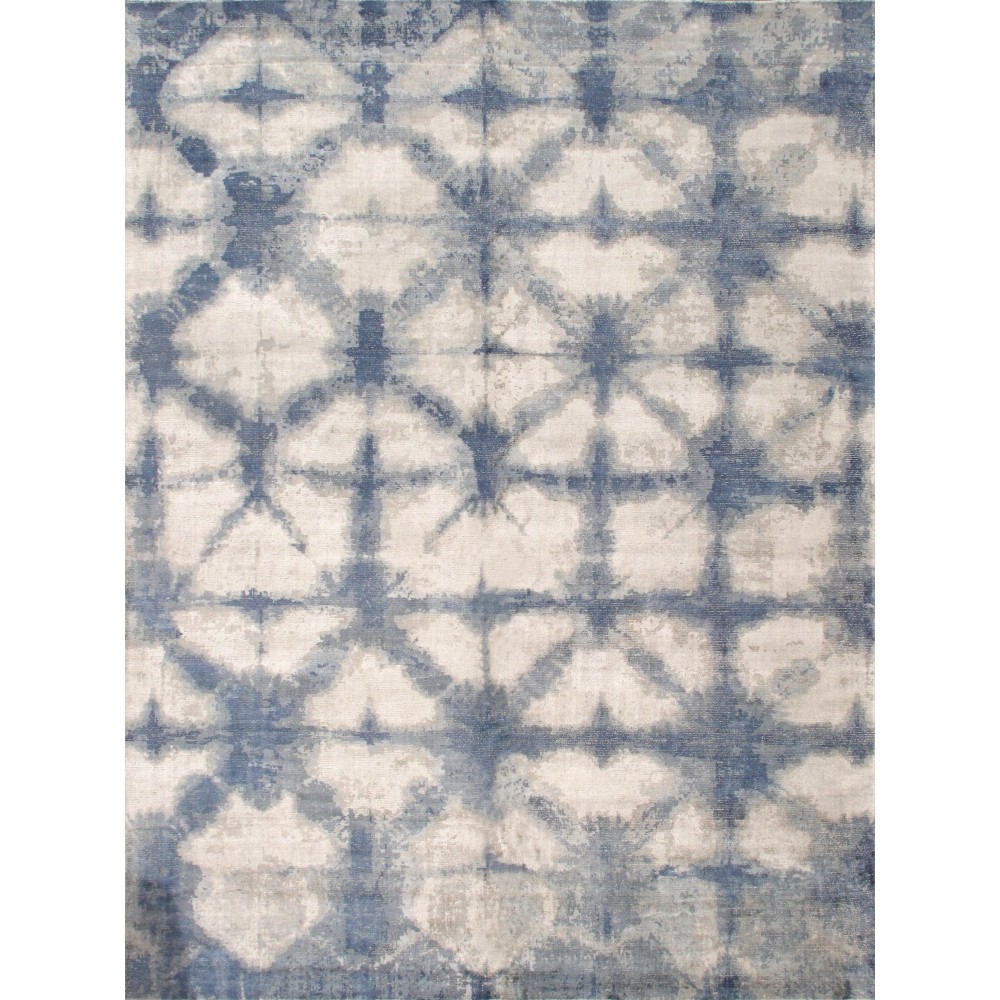 Area Rug Shibori Hand-Loomed Bamboo Silk, Wool Silver 8' 0" X 10' 0"