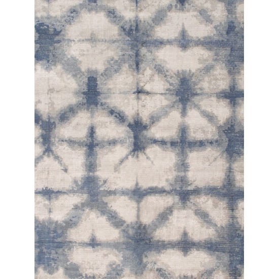 Area Rug Shibori Hand-Loomed Bamboo Silk, Wool Silver 8' 0" X 10' 0"