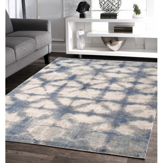 Area Rug Shibori Hand-Loomed Bamboo Silk, Wool Silver 8' 0" X 10' 0"