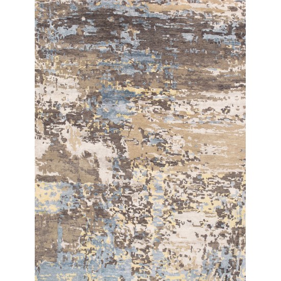 Pasargad Home Modern Hand-Knotted Silk and Wool Area Rug- 9' 0" X 11'11"