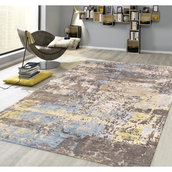 Pasargad Home Modern Hand-Knotted Silk and Wool Area Rug- 9' 0" X 11'11"