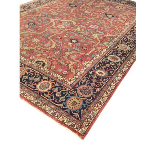 Pasargad Home Ferehan Collection Hand-Knotted Lambs Wool Area Rug- 5' 0" X 7' 3"