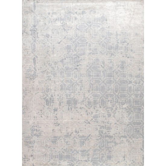 Area Rug Beverly Hand-Loomed Bamboo Silk, Wool Grey 6' 0" X 9' 0"