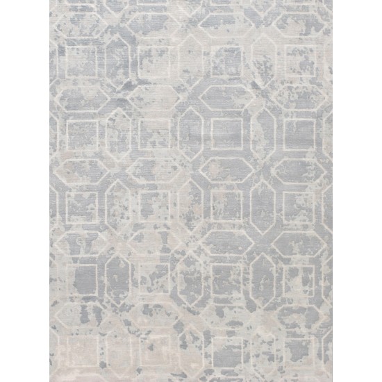 Area Rug Beverly Hand-Loomed Bamboo Silk, Wool Grey 6' 0" X 9' 0"