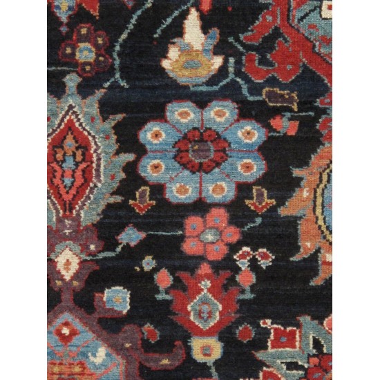 Pasargad Home Antique Sultanabad Navy Lamb's Wool Area Rug-12' 7" X 21'10"