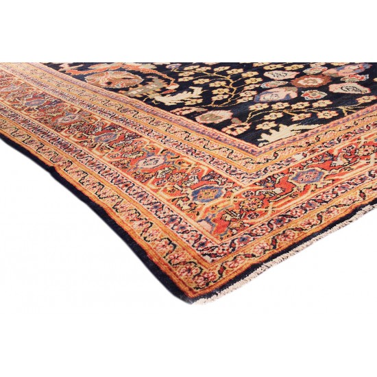 Pasargad Home Antique Sultanabad Navy Lamb's Wool Area Rug-12' 0" X 19' 0"