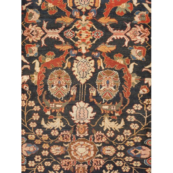 Pasargad Home Antique Sultanabad Navy Lamb's Wool Area Rug-12' 0" X 19' 0"