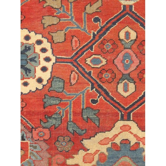 Pasargad Home Antique Sultanabad Rust Lamb's Wool Area Rug-12' 8" X 23'11"