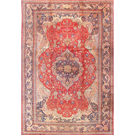 Pasargad Home Antique Ferehan Rust Lamb's Wool Area Rug-13'10" X 20' 3"