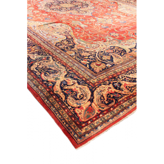 Pasargad Home Antique Ferehan Rust Lamb's Wool Area Rug-13'10" X 20' 3"